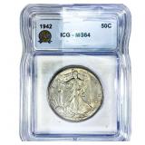 1942 Walking Liberty Half Dollar ICG MS64