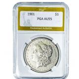 1901 Morgan Silver Dollar PGA AU55