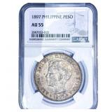 1897 Philippine Peso NGC AU55