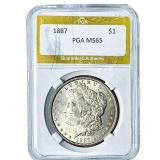 1887 Morgan Silver Dollar PGA MS65