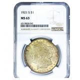 1921 Morgan Silver Dollar NGC MS63