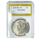 1878 Rev. 79 Morgan Silver Dollar PGA MS63