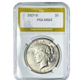1927-D Silver Peace Dollar PGA MS63