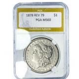 1878 Rev 79 Morgan Silver Dollar PGA MS60