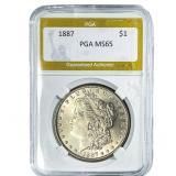1887 Morgan Silver Dollar PGA MS65