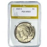 1923-S Silver Peace Dollar PGA MS63