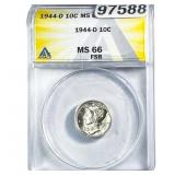 1944-D Mercury Silver Dime ANACS MS66 FSB