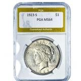 1923-S Silver Peace Dollar PGA MS64