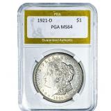 1921-D Morgan Silver Dollar PGA MS64