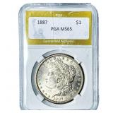 1887 Morgan Silver Dollar PGA MS65