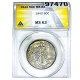 1942 Walking Liberty Half Dollar ANACS MS63