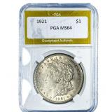 1921 Morgan Silver Dollar PGA MS64