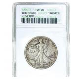 1917-D Walking Liberty Half Dollar ANACS VF20