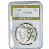 1928 Silver Peace Dollar PGA MS63