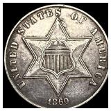 1860 Silver Three-Cent Piece CLOSELY UNCIRCULATED