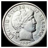 1907-O Silver Barber Dime CHOICE AU