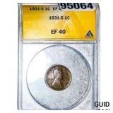 1931-S Wheat Cent ANACS EF40