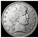 1909 Silver Barber Half Dollar CHOICE BU