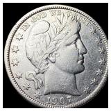 1907-D Silver Barber Half Dollar LIGHTLY  CIRCULA