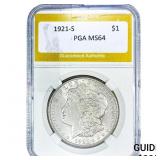 1921-S Morgan Silver Dollar PGA MS64