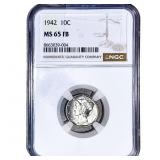 1942 Mercury Silver Dime NGC MS65 FB