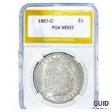 1887-O Morgan Silver Dollar PGA MS63
