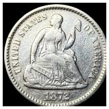 1872 Silver Half Dime CHOICE AU