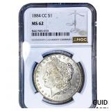 1884-CC Morgan Silver Dollar NGC MS62