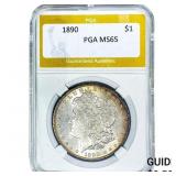 1890 Morgan Silver Dollar PGA MS65