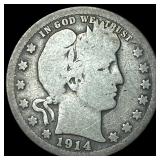 1914-S Silver Barber Quarter NICELY  CIRCULATED