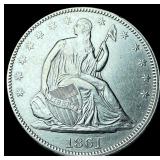 1861 Silver Seated Liberty Half Dollar CHOICE  AU