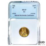 1909 VDB Wheat Cent NNC MS67 RD