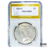 1922-S Silver Peace Dollar PGA MS64