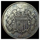 1864 Two-Cent Piece NEARLY UNCIRCULATED