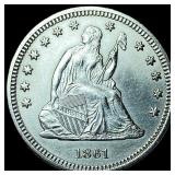 1861 Silver Seated Liberty Quarter  UNCIRCULATED