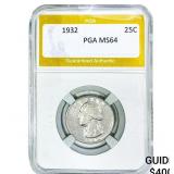 1932 Washington Silver Quarter PGA MS64