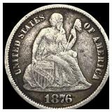 1876-CC Silver Seated Liberty Dime LIGHTLY  CIRCU