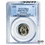 1951 Jefferson Nickel PCGS PR66 DDO