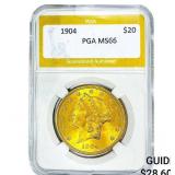 1904 $20 Gold Double Eagle PGA MS66