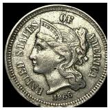 1866 Nickel Three-Cent Piece CLOSELY UNCIRCULATED