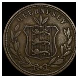 1864 Guernsey Bronze 8 Doubles