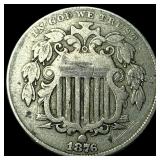 1876 Shield Nickel LIGHTLY CIRCULATED