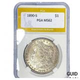 1890-S Morgan Silver Dollar PGA MS62
