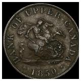1850 Bank of Upper Canada Bronze Half Penny Token