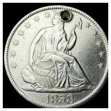 1858-O Silver Half Dollar (holed) HIGH GRADE