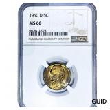 1950-D Jefferson Nickel NGC MS66
