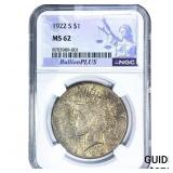 1922-S Silver Peace Dollar NGC MS62