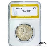 1943-S Walking Liberty Half Dollar PGA MS64