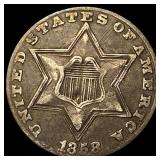 1858 Silver Three-Cent Piece NEARLY  UNCIRCULATED