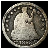 1853 Arrows Seated Liberty Half Dime NICELY CIRCUL